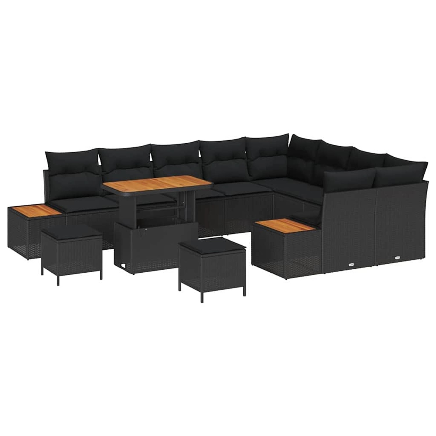 vidaXL Garten-Sofa-Set mit Kissen 12-Tlg Schwarz Poly Rattan 3362954 günstig online kaufen
