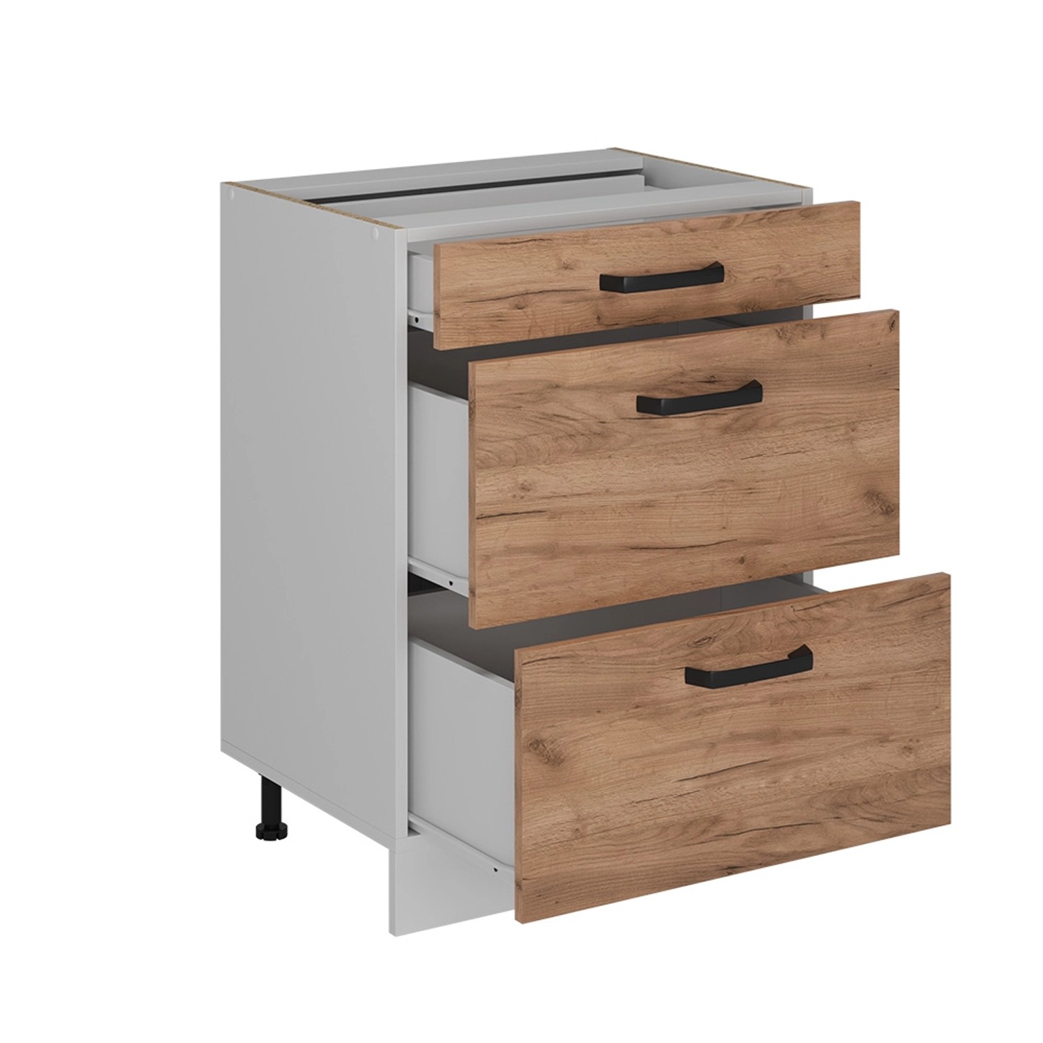 Thumbnail - Vicco Küchenunterschrank R-Line Goldkraft Eiche 60 cm ohne Arbeitsplatte mit Weiß Korpus