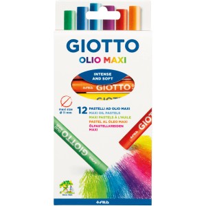 Giotto Öl-Pastellkreiden, 12 Farben im Set. Ideal zum Malen und Zeichnen.