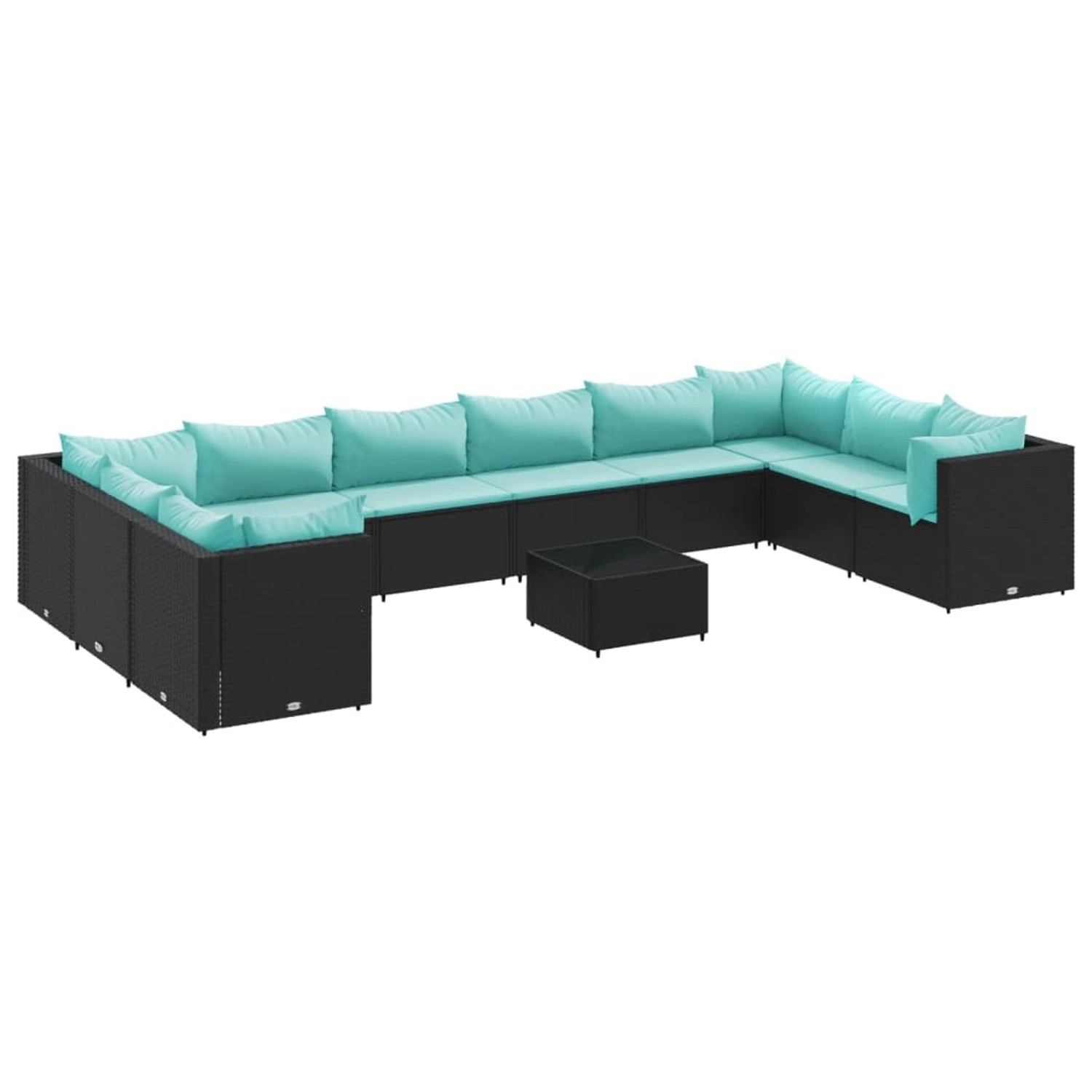 vidaXL 11-Tlg Garten-Lounge-Set mit Kissen Schwarz Poly Rattan 3308292 günstig online kaufen