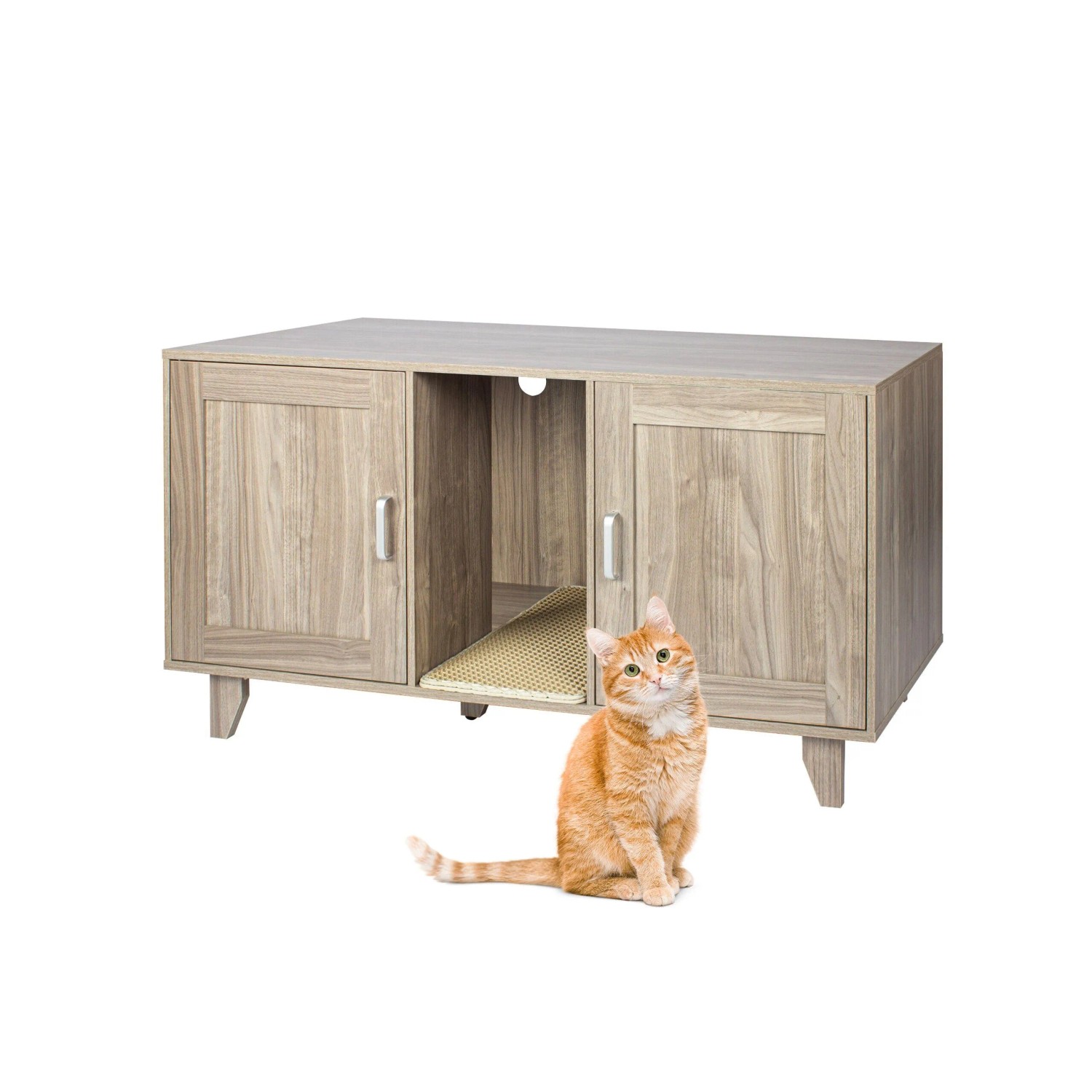 Relaxdays Katzenschrank MDF Holzwerkstoff Eisen Grau Mit 2 Kammern Höhenverstellbar Rutschfest 65 cm x 120 cm x 52 cm 25,2 kg