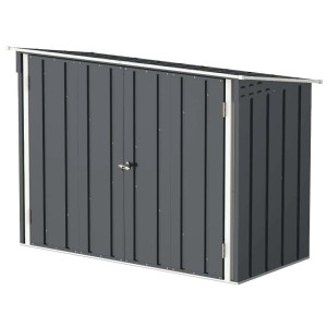 Duramax Fahrradgarage aus Metall, 2x1m, grau, mit abschließbarer Doppeltür. Gartenhaus zur sicheren Fahrradaufbewahrung.