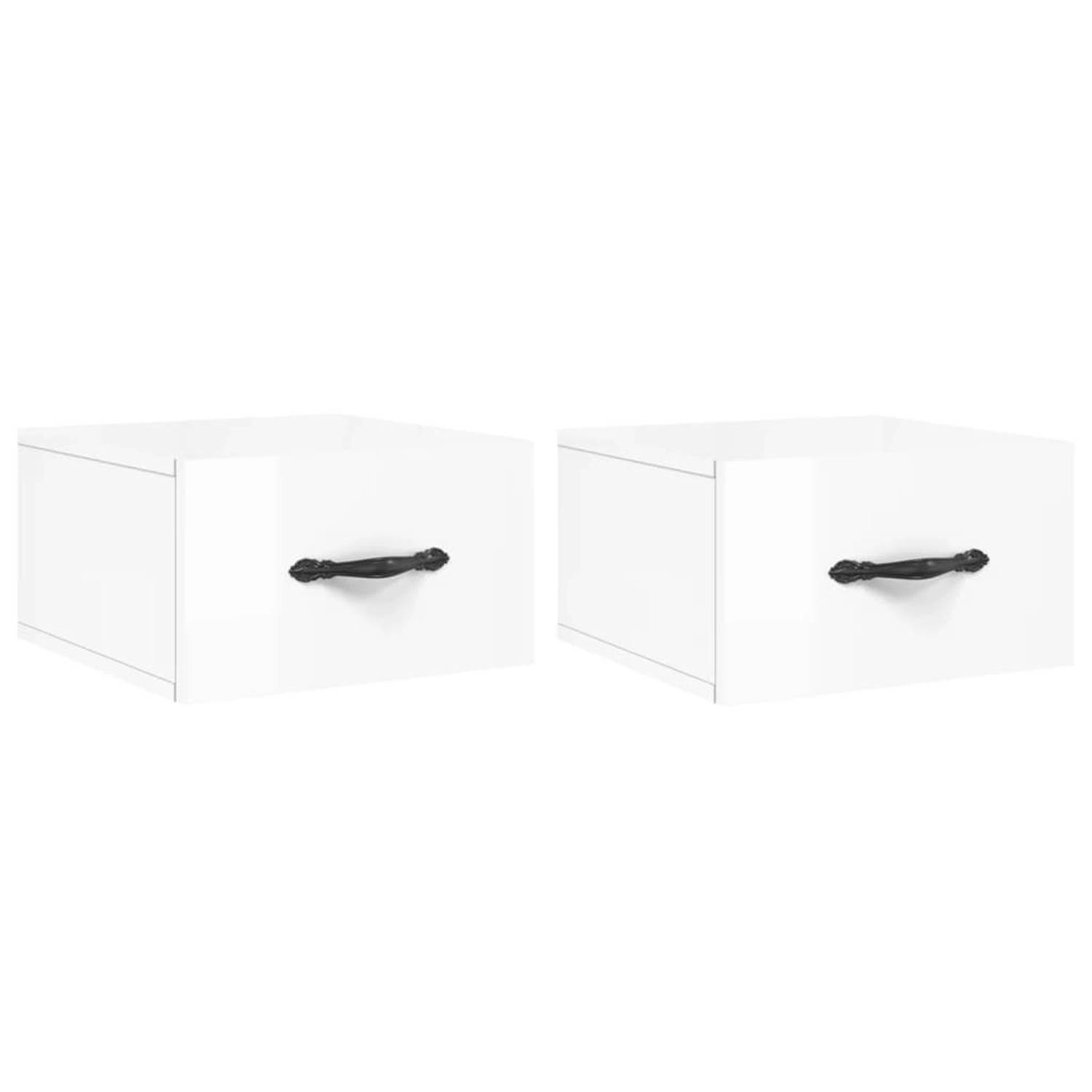 vidaXL Wand-Nachttische 2 Stk Hochglanz-Weiß 35x35x20 cm Modell 2