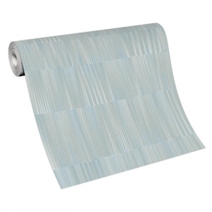 Erismann Vliestapete Martinique Oxidized, hellgrün, mit linearem Muster auf Rolle.