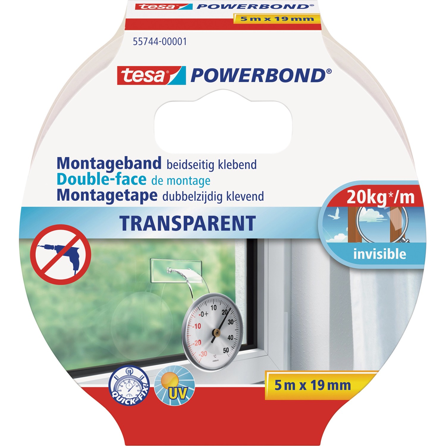 Tesa Powerbond Montageband Transparent 5 m x 19 mm