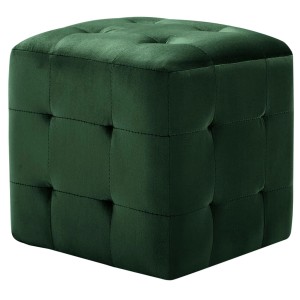 Grüner vidaXL Pouf (2 Stk.) aus Samtstoff, quadratischer Hocker.