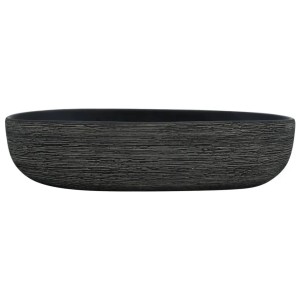 vidaXL Aufsatzwaschbecken Grau und Schwarz Oval 59x40x14 cm Keramik 155109