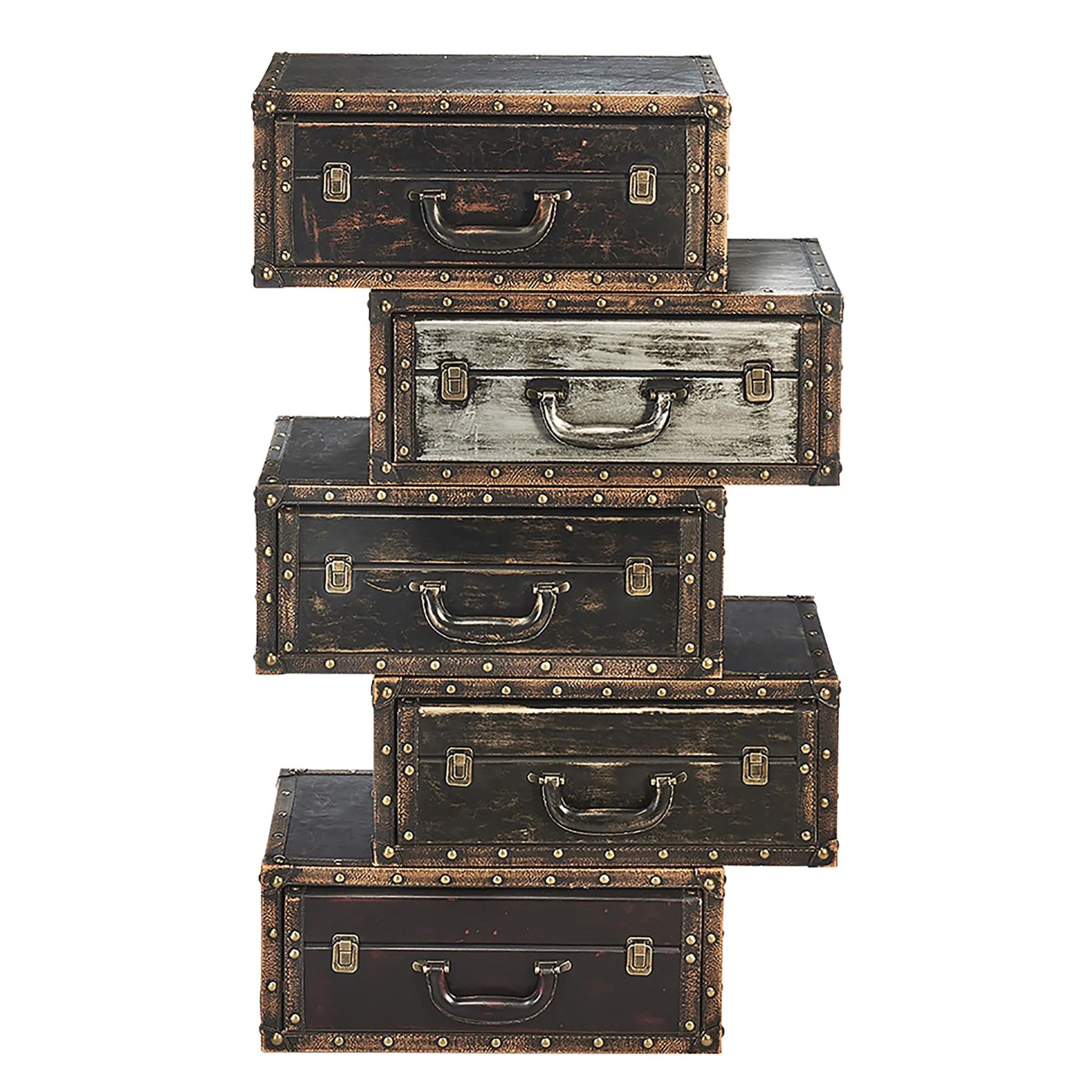 Kobolo Kommode Regal Kommode Schrank in Kofferoptik Dunkelbraun 5 Fächer günstig online kaufen