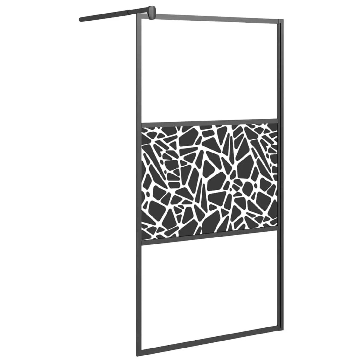 vidaXL Duschwand für Walk-In Dusche 100x195cm ESG Steindesign Schwarz 151882