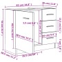 vidaXL Waschbeckenunterschrank, weiß, 63x30x54 cm, Holzwerkstoff, mit Tür und 3 Schubladen, Maße eingezeichnet.