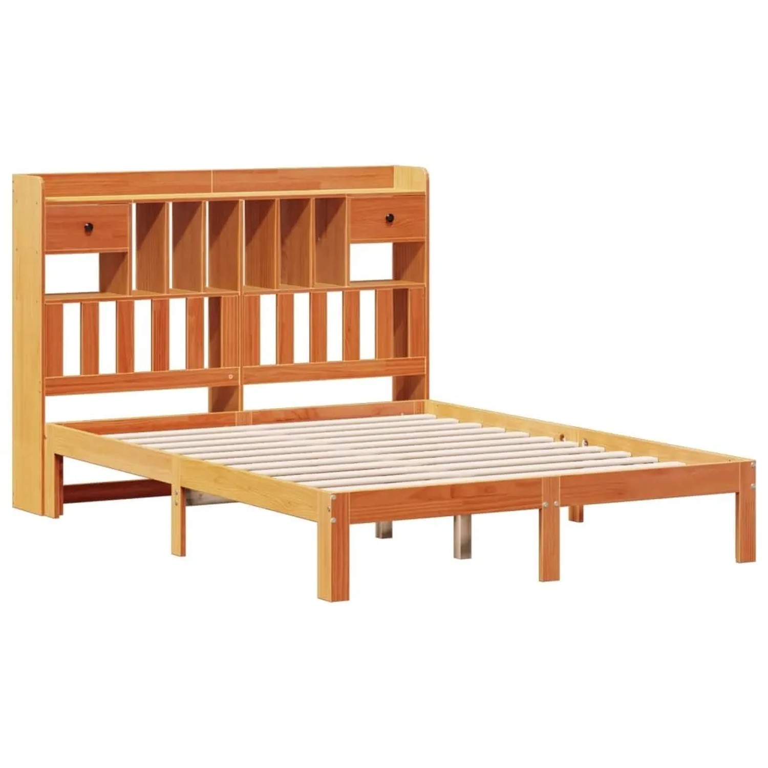 vidaXL Massivholzbett mit Regal ohne Matratze Wachsbraun 140x200 cm 3322619 günstig online kaufen