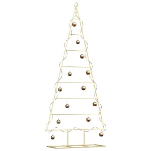 Goldener Metall Weihnachtsbaum, 180 cm, pulverbeschichteter Stahl, minimalistisch, mit Kugeln.
