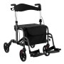 Costway Rollator, faltbar, mit Sitz und Tasche, als Rollstuhl nutzbar, schwarz.