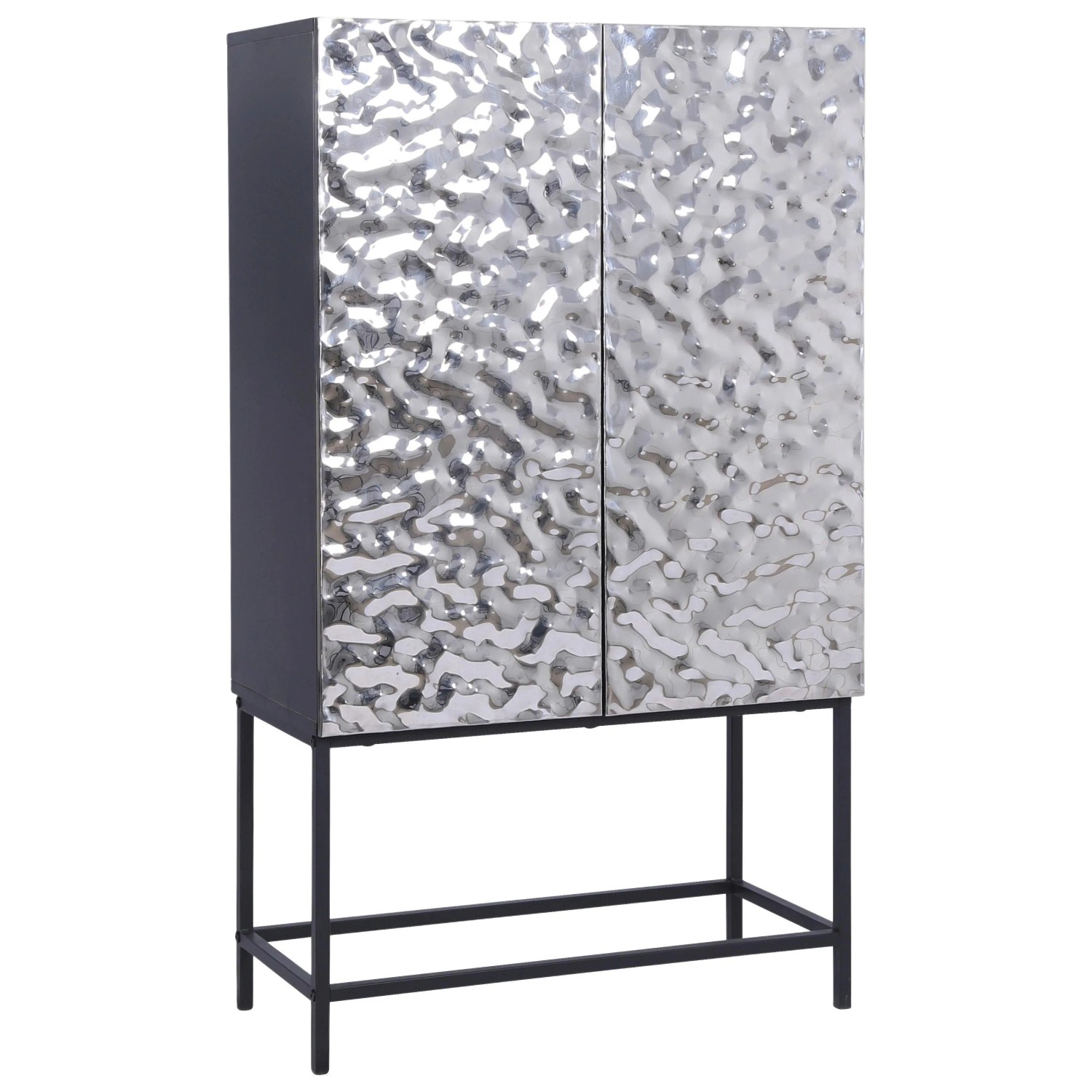 Mömax Highboard Marlene Schwarz/Edelstahlfarben