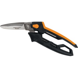 Fiskars Universalschneider mit PowerArc Klingen, orange-schwarz, für harte Schnitte.
