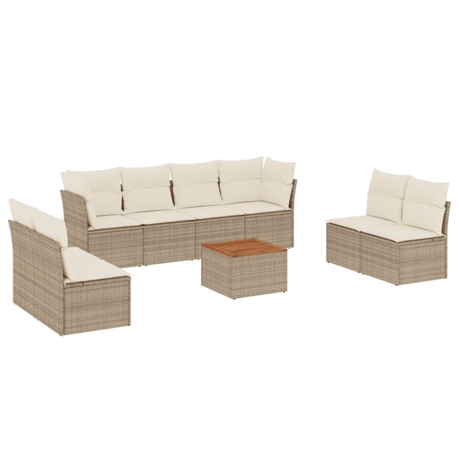 vidaXL 9-Tlg Garten-Sofagarnitur mit Kissen Beige Poly Rattan 3223580 günstig online kaufen