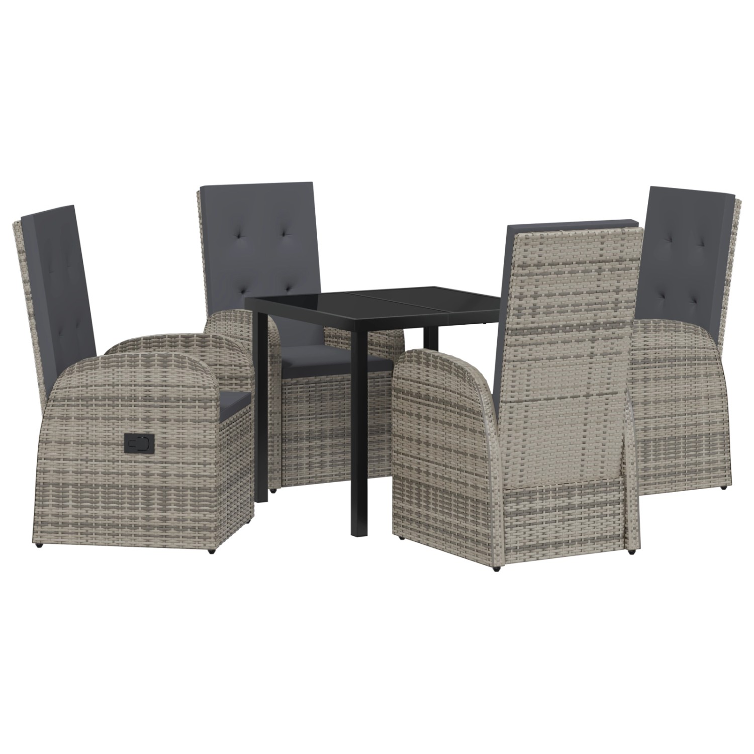 vidaXL Garten Essgruppe mit Kissen 5-Tlg Grau Poly Rattan 3379493 günstig online kaufen