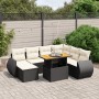 Schwarze 8-tlg. vidaXL Garten-Sofagarnitur aus Rattan mit cremefarbigen Kissen.