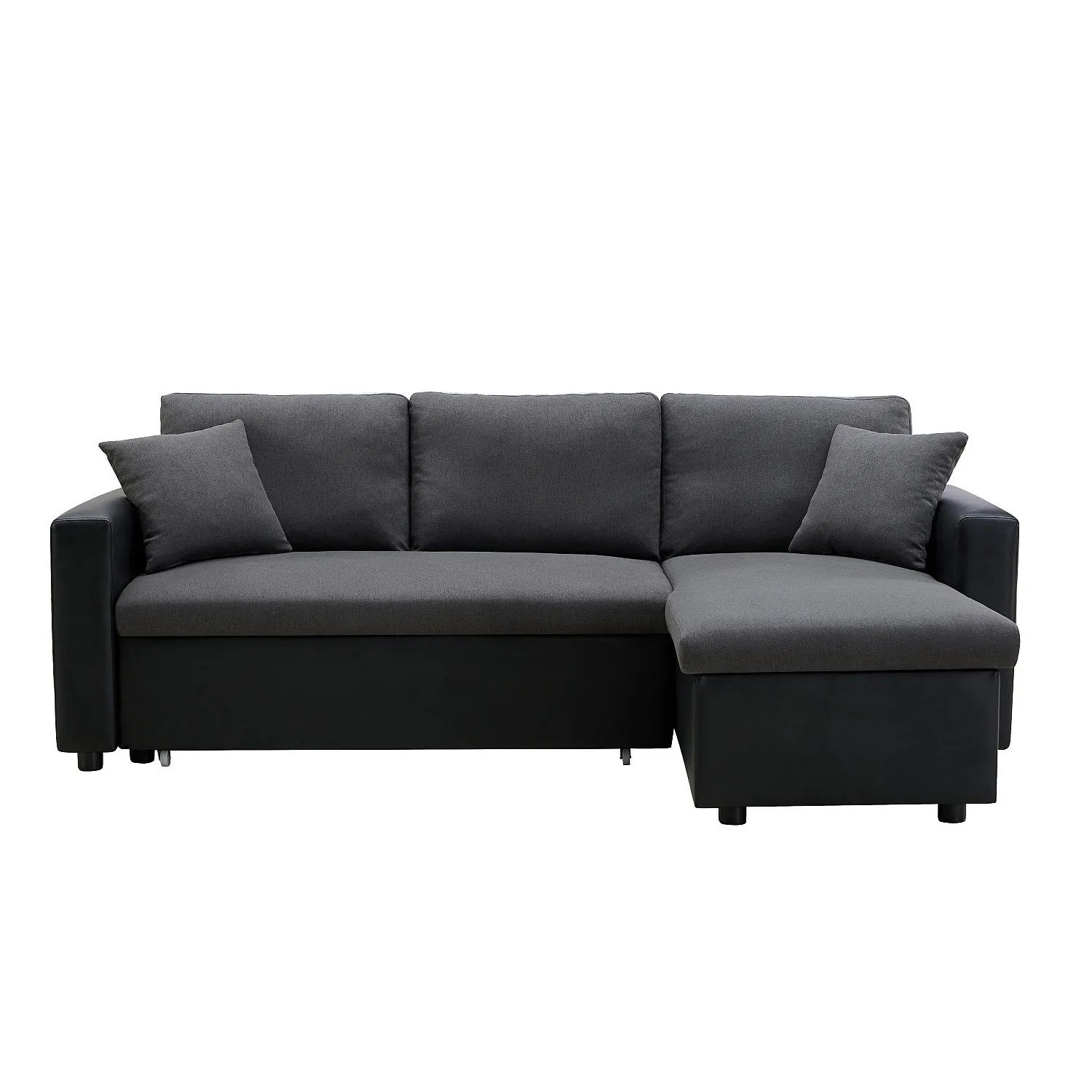 Vente-unique Schlafsofa Gazur Schwarz  Anthrazitgrau 223 cm