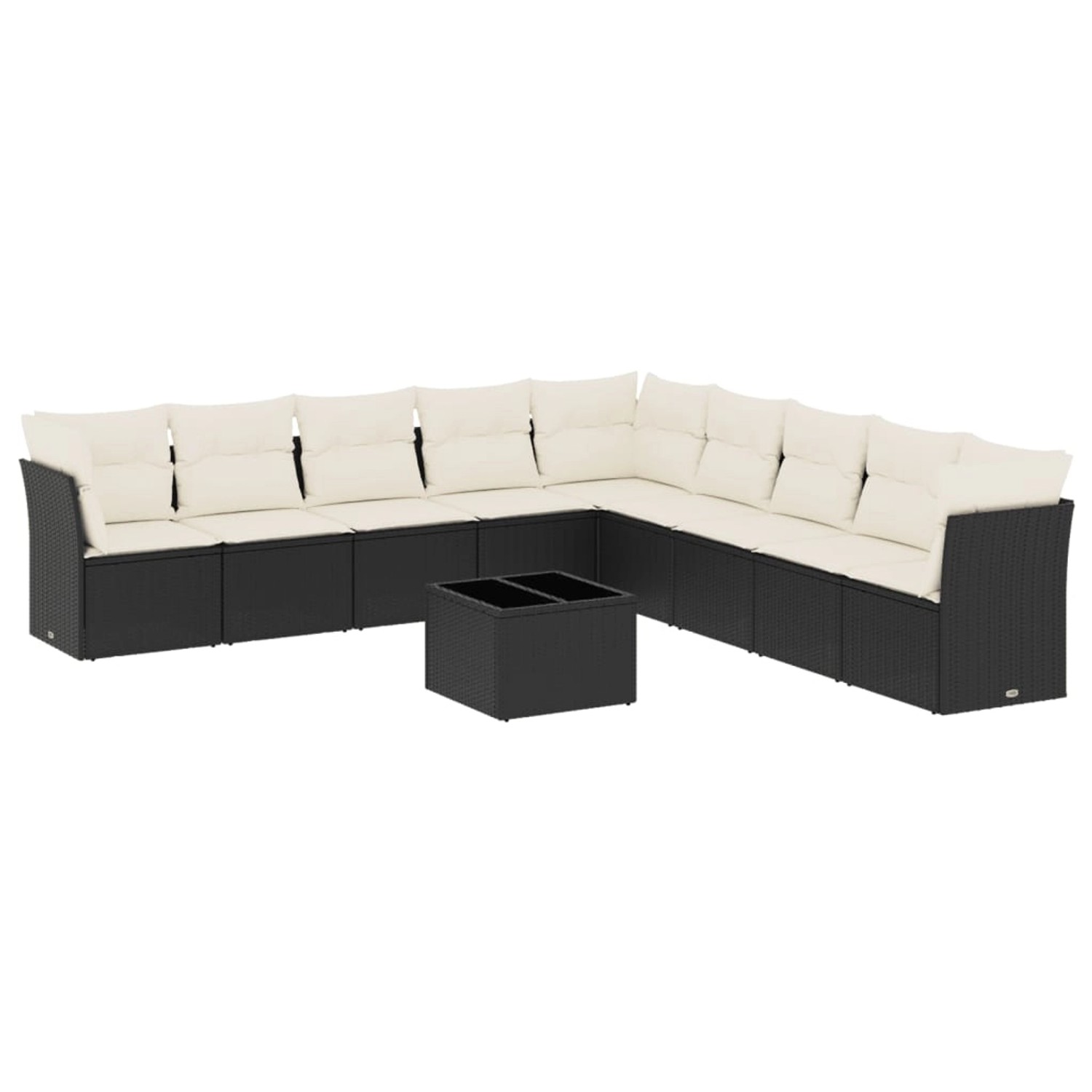 vidaXL 10-Tlg Garten-Sofagarnitur mit Kissen Schwarz Poly Rattan 3249625 günstig online kaufen