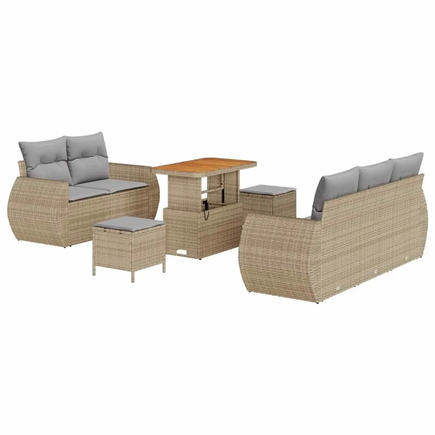 vidaXL Gartensofa-set mit Kissen 8-Tlg Beige und Hellgrau Poly-Rattan 33637 günstig online kaufen