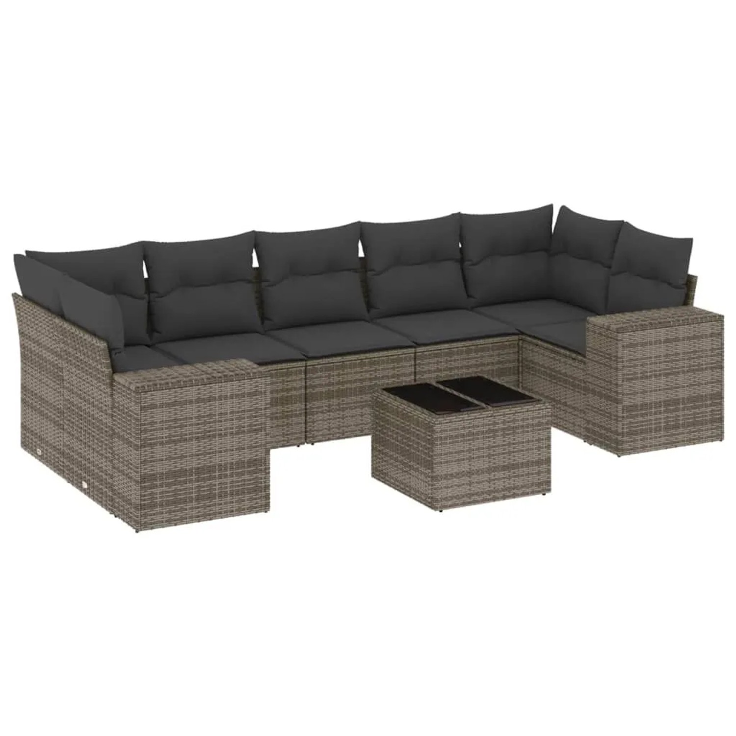 vidaXL 8-Tlg Garten-Sofagarnitur mit Kissen Grau Poly Rattan 3222339 günstig online kaufen