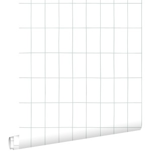 ESTAhome Tapete mit kleinem Fliesenmuster in Graublau, Rolle.