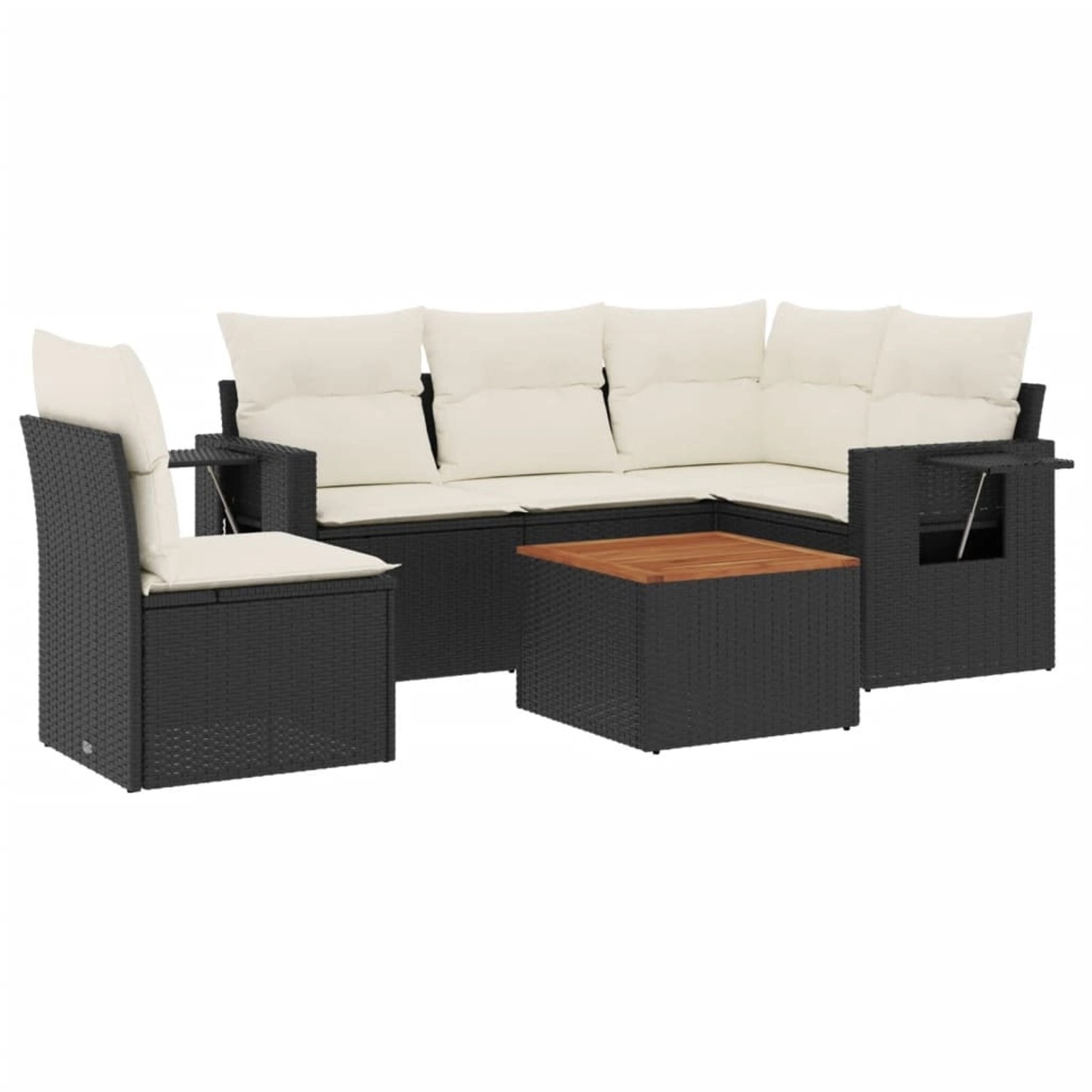 vidaXL 6-Tlg Garten-Sofagarnitur mit Kissen Schwarz Poly Rattan 3256896 günstig online kaufen