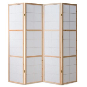 Homestyle4u 4-tlg. Paravent Shoji in Braun 176x175 cm 167