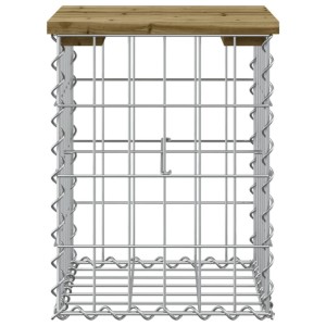 DELUKE Gartenbank Gabionen BIKS Aus Stahl 33x31x42cm Kiefernholz Braun Gabionenbank Gabionengitter Ziergabione