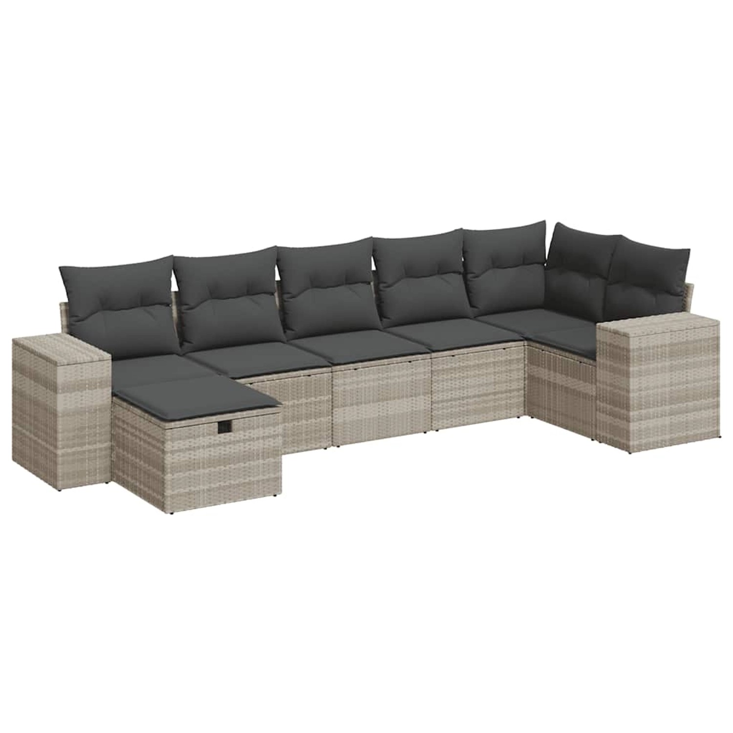 vidaXL 7-Tlg Garten-Sofagarnitur mit Kissen Hellgrau Poly Rattan 3325708 günstig online kaufen