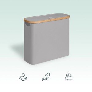 Relaxdays Toilettenpapier Aufbewahrung Polyester Bambus Grau für 12 Rollen 38 cm x 43 cm x 17 cm 0,6 kg