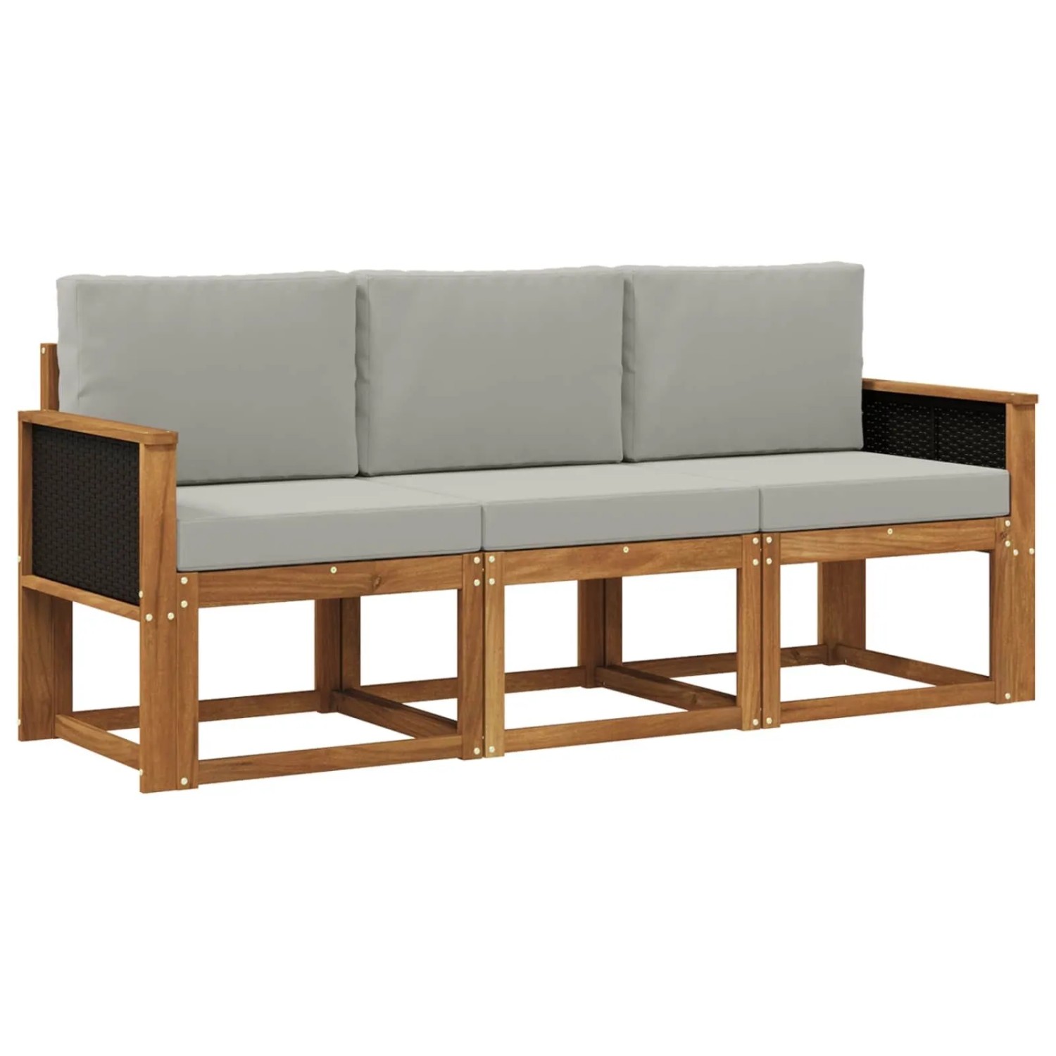 vidaXL Outdoor-Sofagarnitur mit Kissen 3 Stk Natur und Hellgrau 3384942
