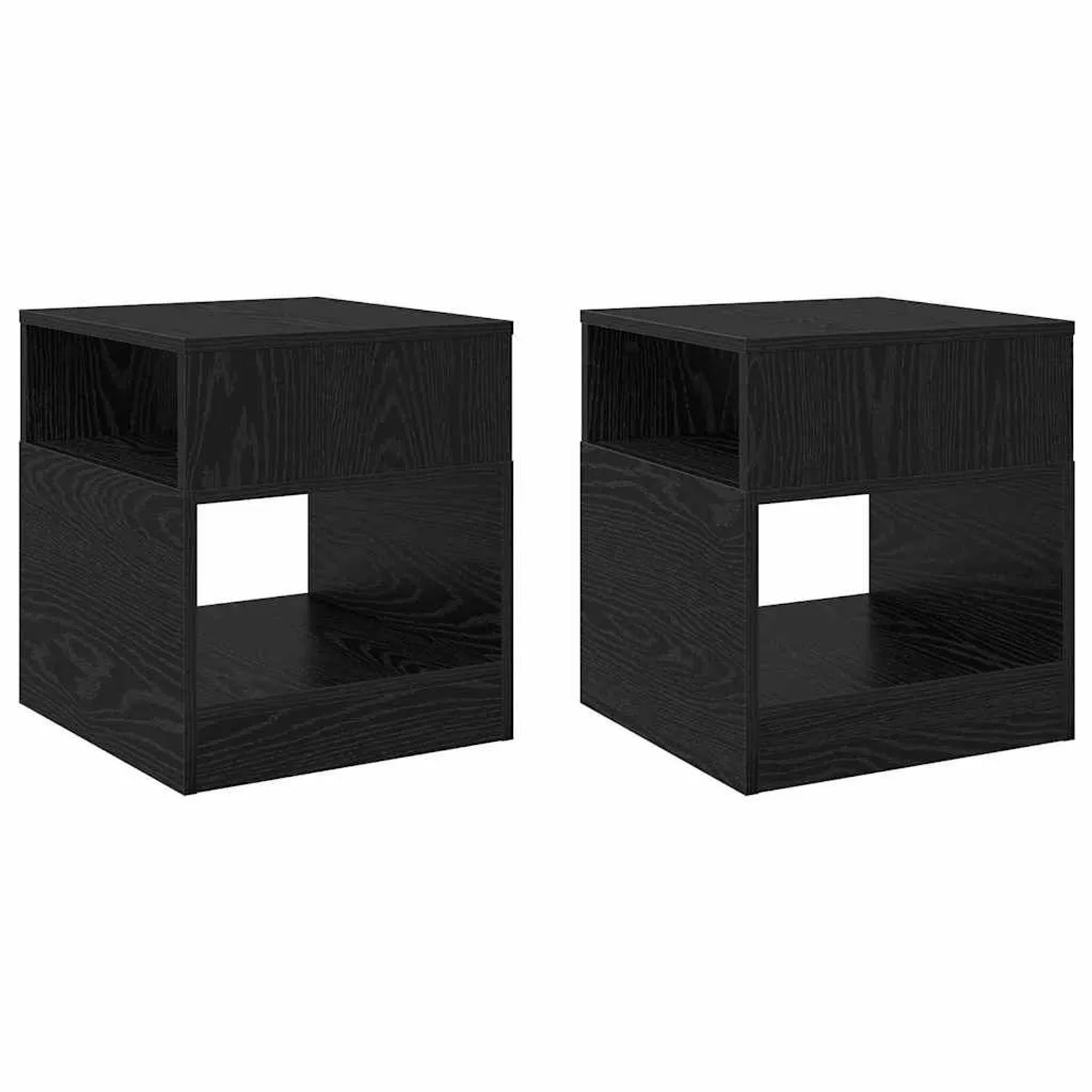 vidaXL Beistelltisch 2 Stk Schwarz Eichen-Optik 40,5 x 40 x 45 cm 890915