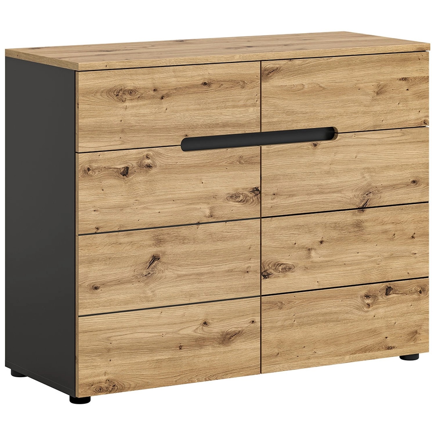 ebuy24 Canu Kommode 2 Schubladen 2 Türen Eiche Dekor günstig online kaufen