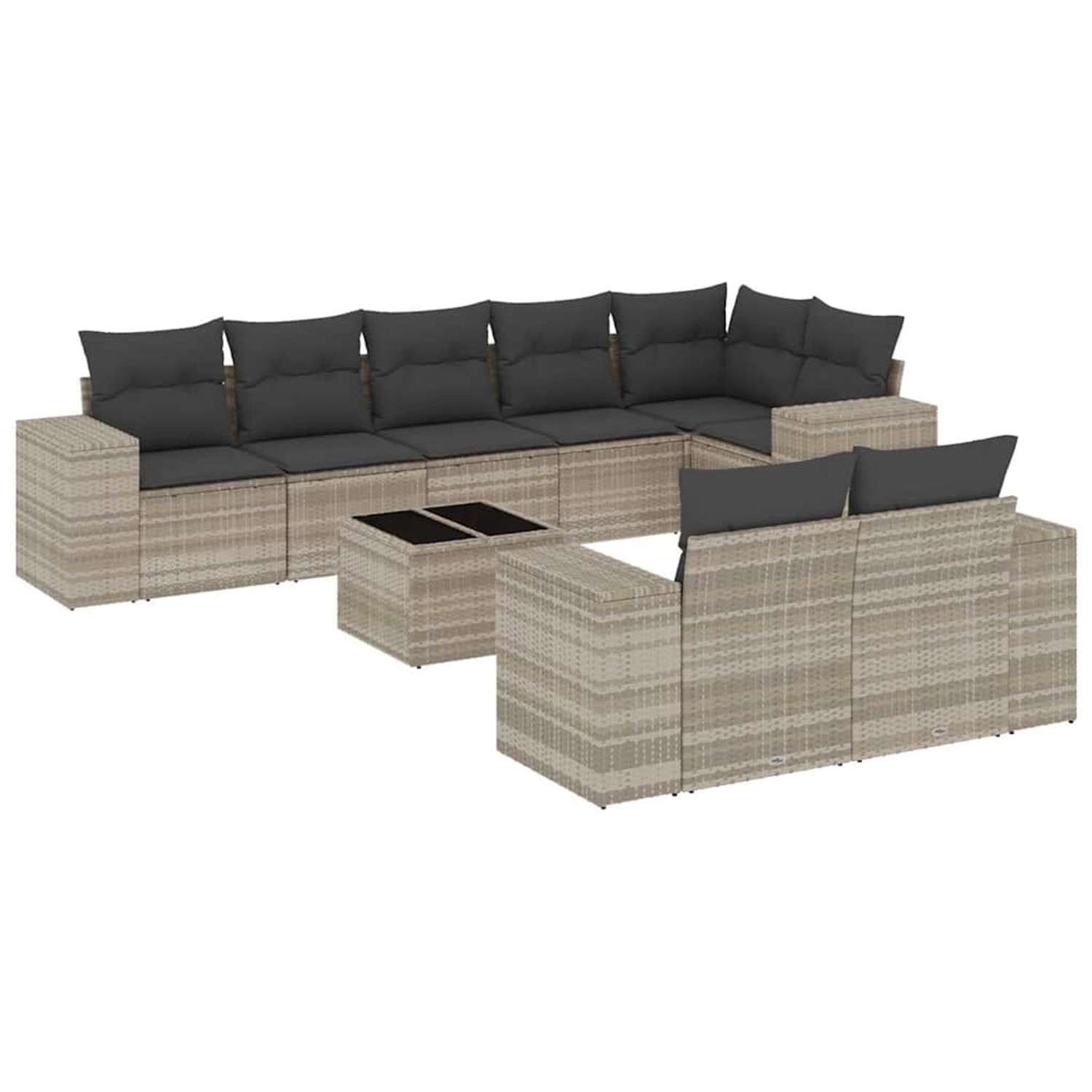 vidaXL 9-Tlg Garten-Sofagarnitur mit Kissen Hellgrau Poly Rattan 3255169 günstig online kaufen