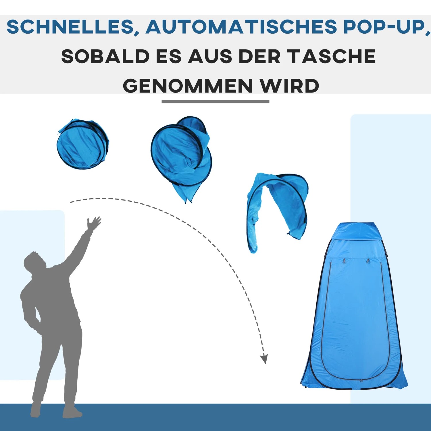Outsunny Wurfzelt, himmelblau, zeigt den automatischen Aufbau. Ideal für Camping & Outdoor.