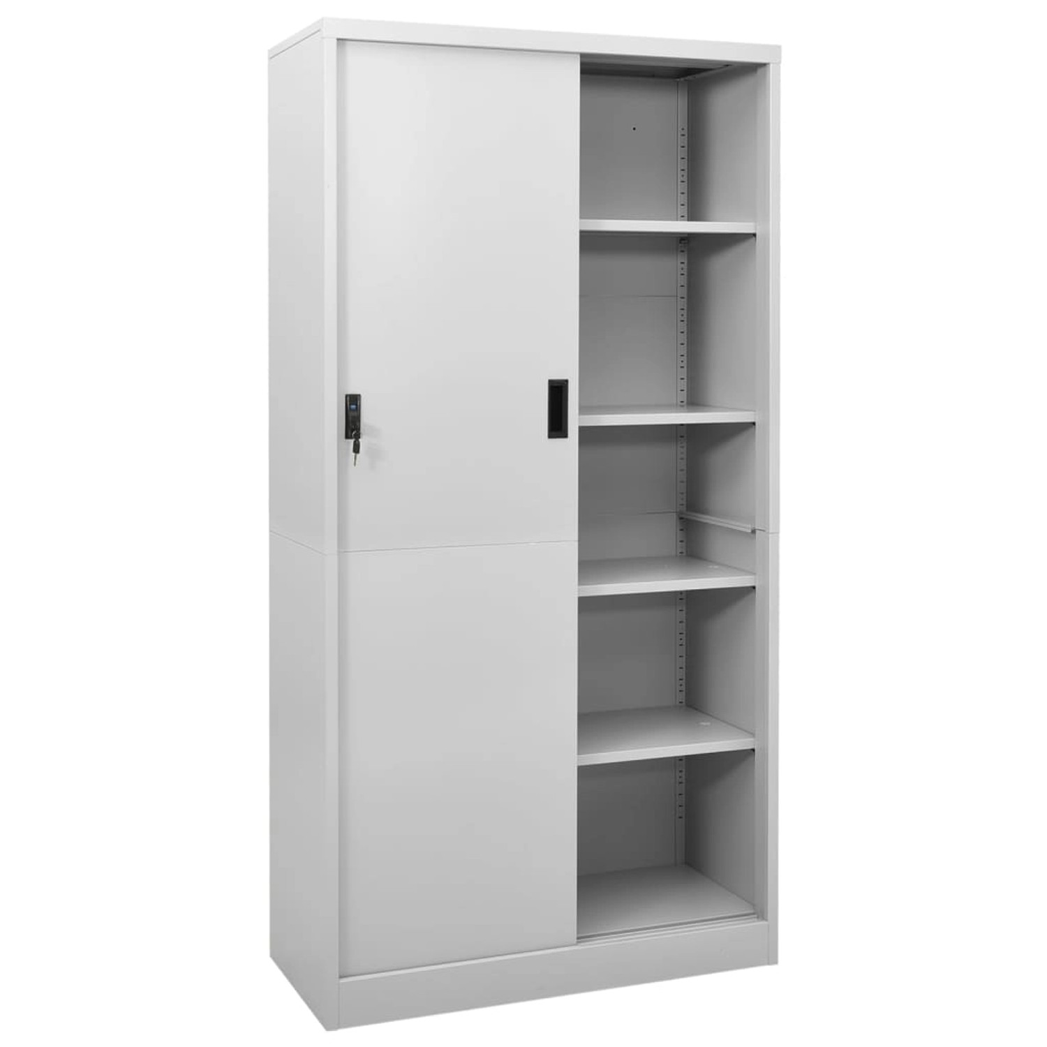 vidaXL Büroschrank mit Schiebetür Hellgrau 90x40x180 cm Stahl Modell 1 günstig online kaufen