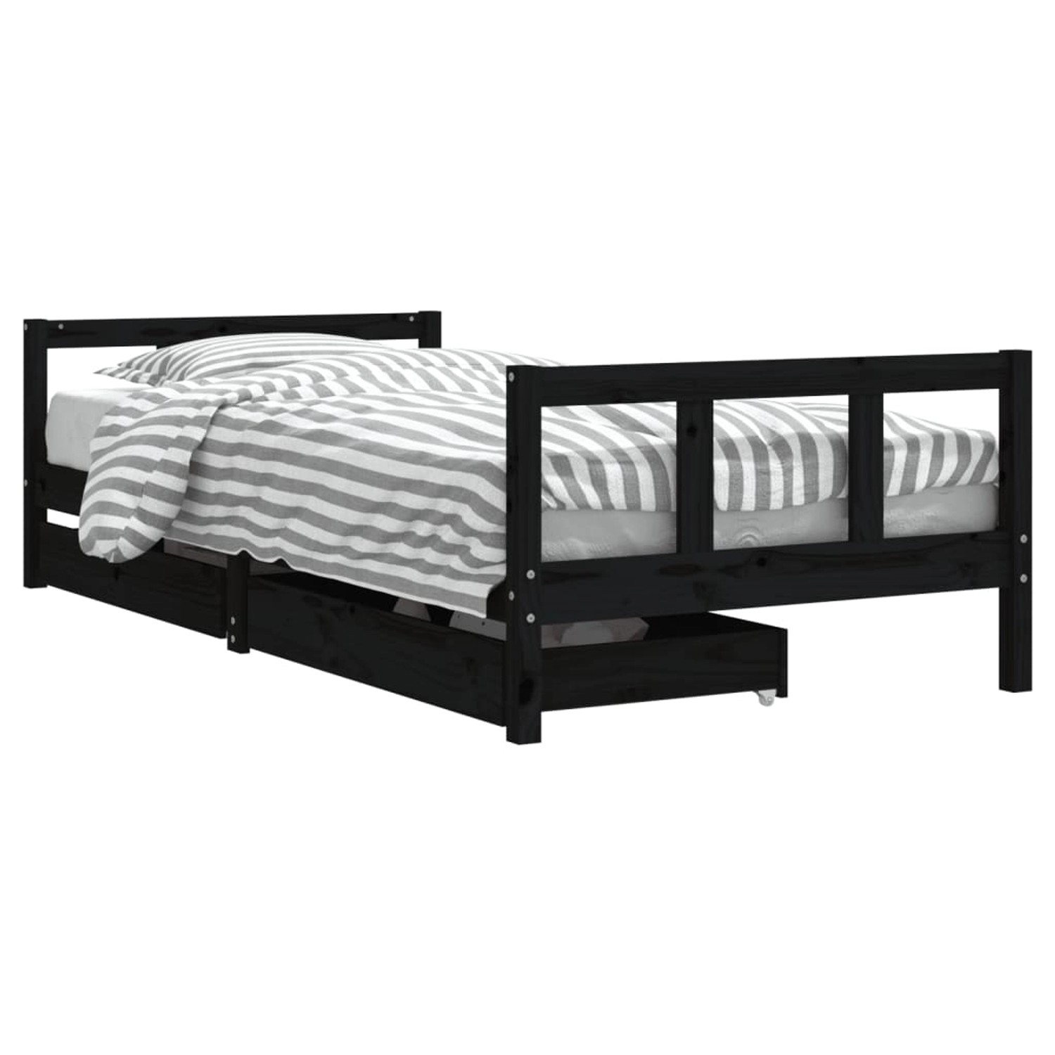 vidaXL Kinderbett mit Schubladen Schwarz 90x200 cm Massivholz Kiefer 834410 günstig online kaufen