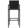 Schwarzer Barhocker aus Rattan mit Armlehne, Teil des 5-tlg. Garten-Bar-Sets.
