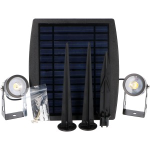 LED Solar-Wegeleuchte mit Erdspieß, Sensor, 1,5W, 140lm, 3000K. Inkl. Solarpanel und Montagematerial.