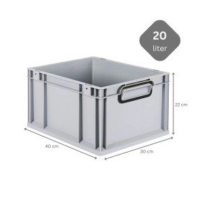 PROREGAL SparSet 5x Eurobox Nextgen Color Mit Auflagedeckel HxBxT 22x30x40cm 20 Liter Grau Griffe Schwarz Geschlossen Eurobehälter Transportbox