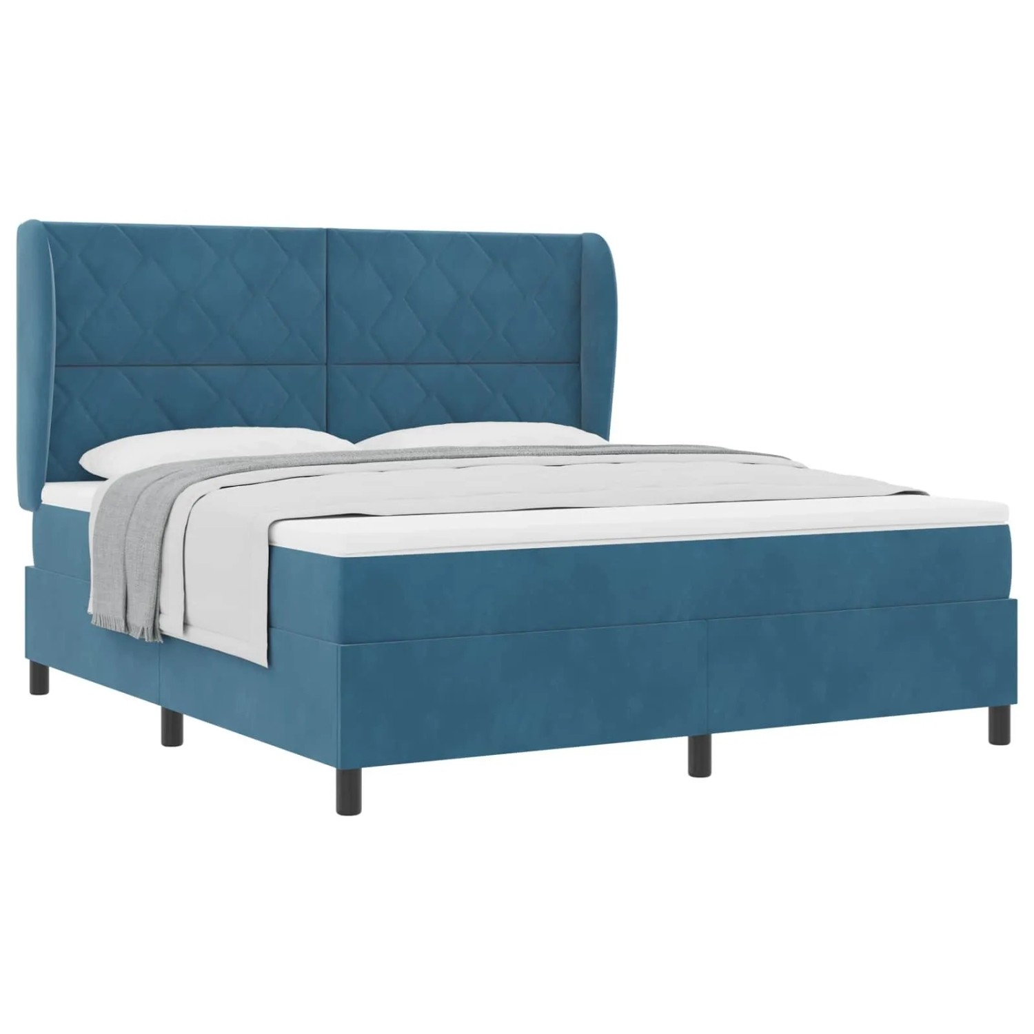 vidaXL Boxspringbett mit Matratze Dunkelblau 200 x 180 cm Polyester 3340998