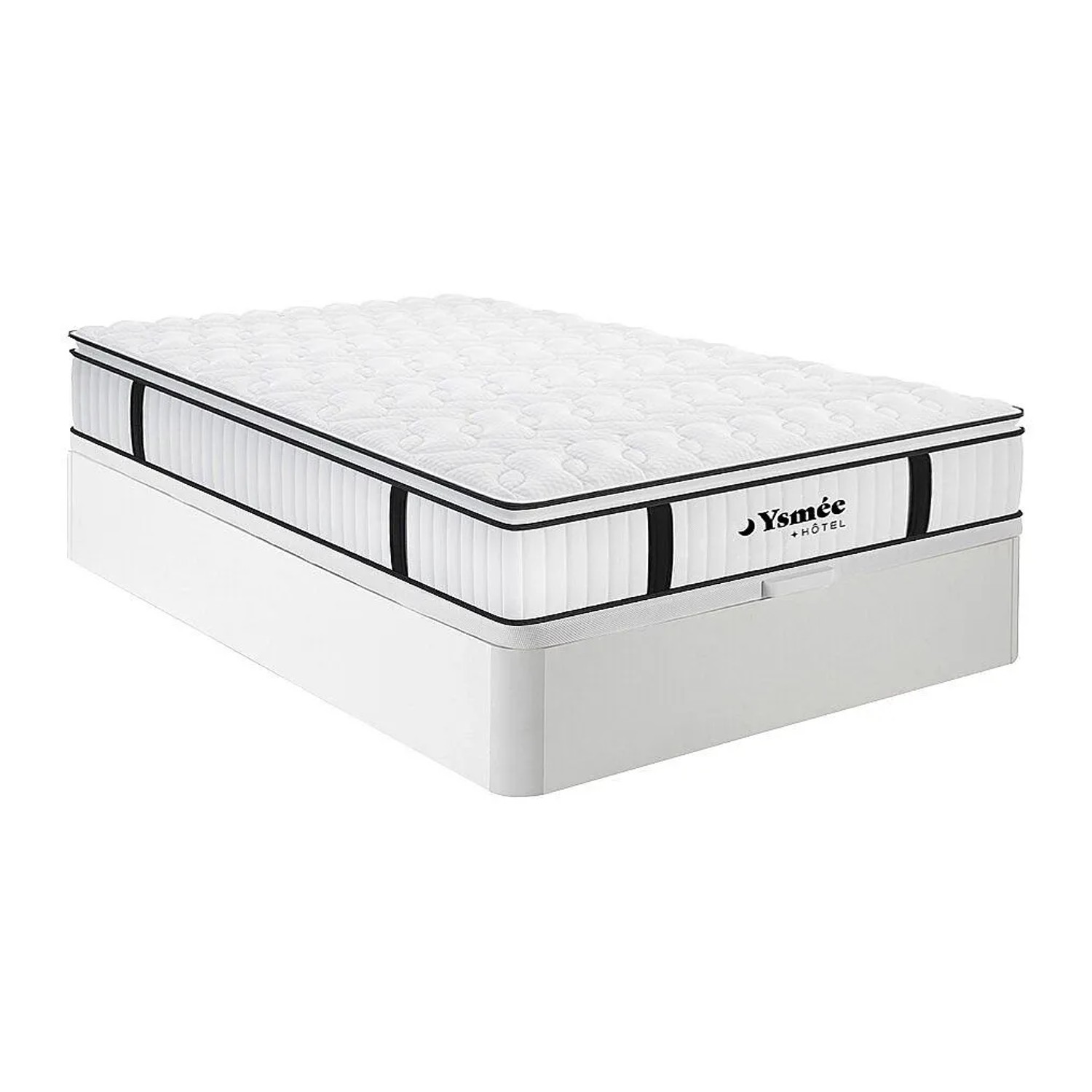 Vente-unique Matratze Und Bettgestell Mit Lattenrost Und Bettkasten Delice Weiß 200 cm