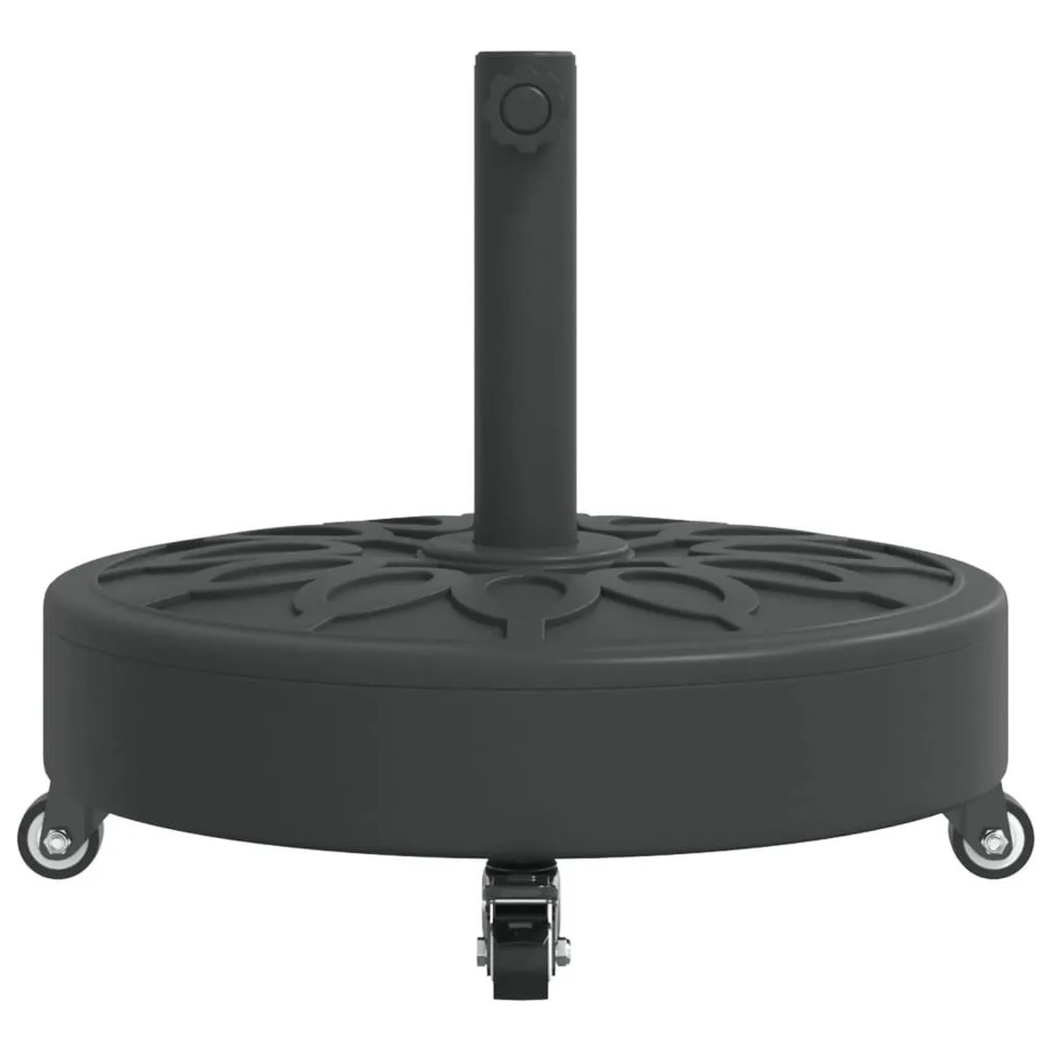 Schwarzer vidaXL Sonnenschirmständer mit Rollen, Ø38/48mm Mast, 27kg, rund.