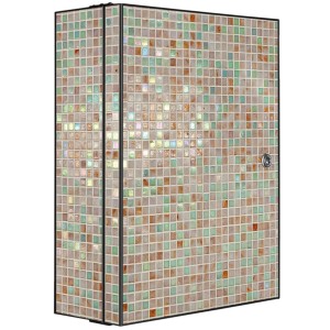 Abschließbarer Banjado XXL Medizinschrank mit Motiv grüne Fliesen, 35x46x15cm, anthrazit.