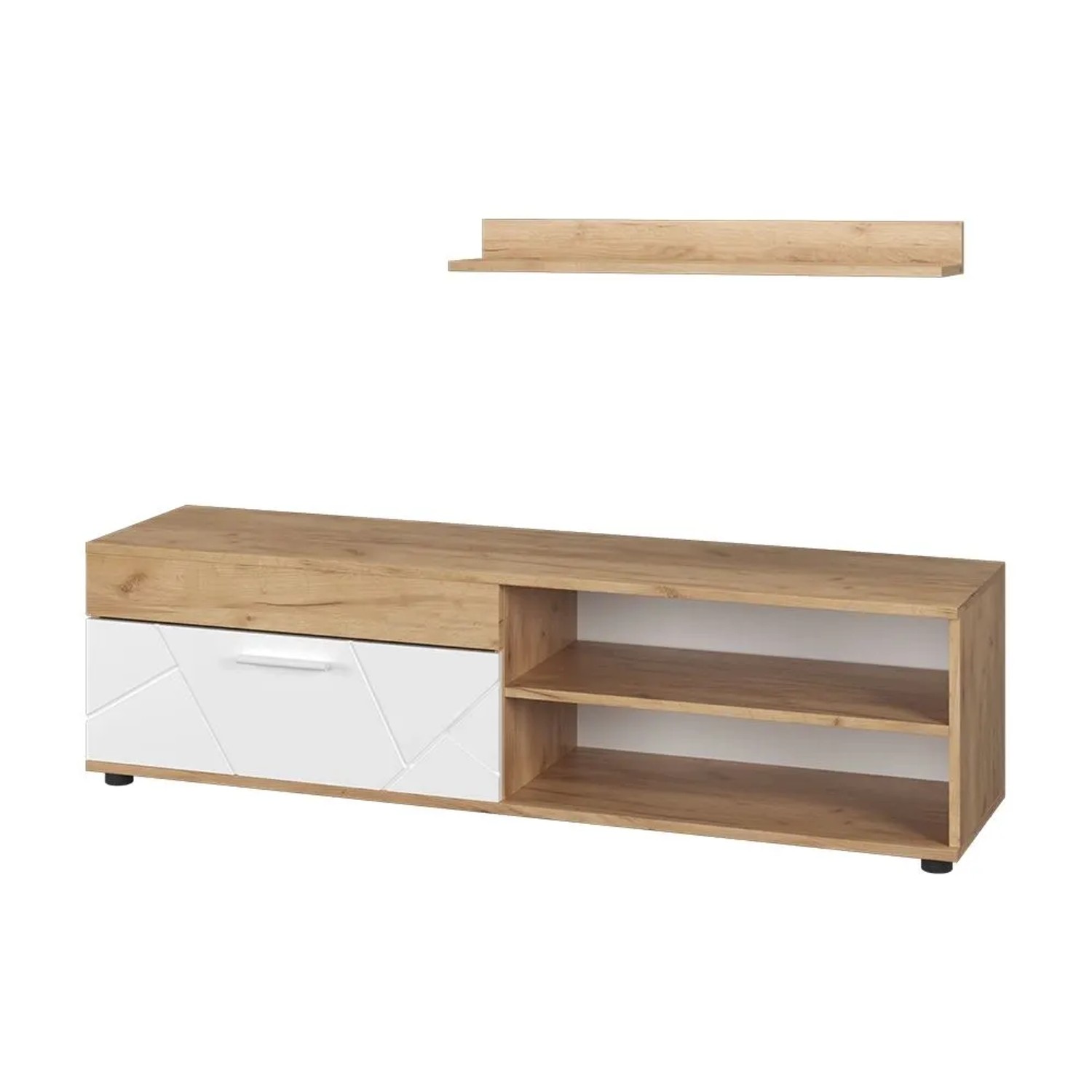 Vicco Lowboard & Regal Berno Goldkraft Eiche Weiß 140 x 39 mit 1 Klappe Art Nr 55461