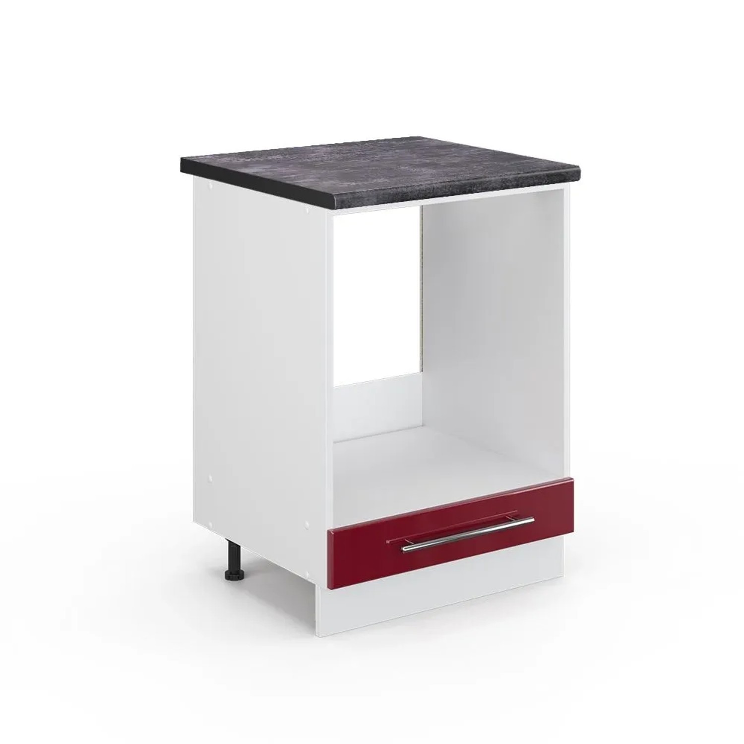 Vicco Herdumbauschrank Fame-Line Bordeaux Hochglanz Weiß 60 cm AP Anthrazit