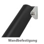 Detailaufnahme: Schwarzes Treba Eingangsgeländer GA6 mit Wandbefestigung.