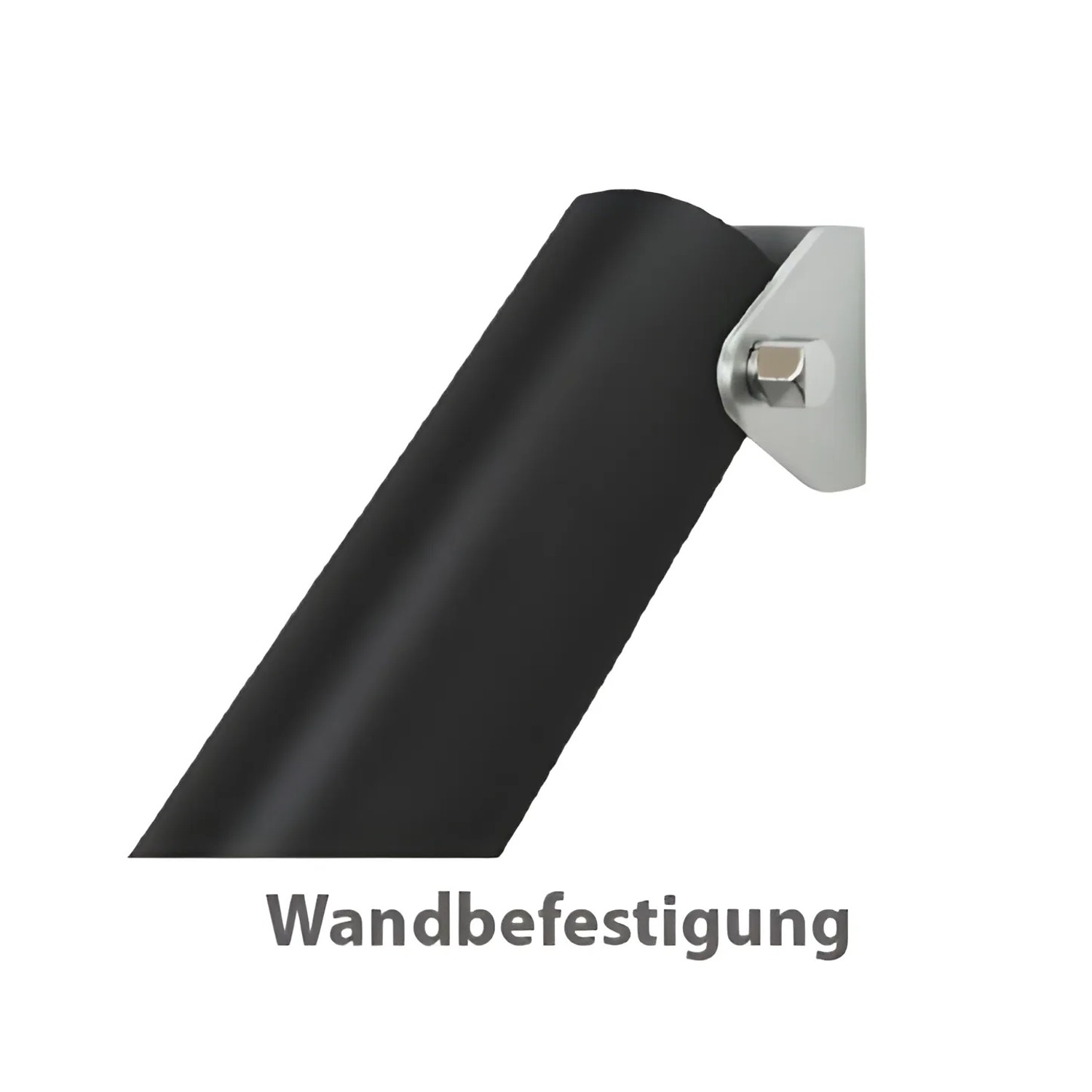 Detailaufnahme: Schwarzes Treba Eingangsgeländer GA6 mit Wandbefestigung.